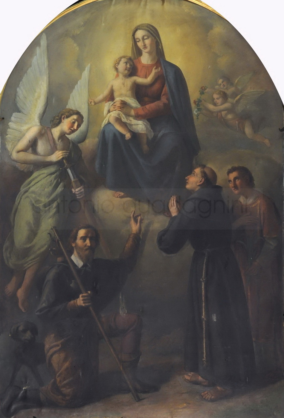 Madonna in trono con i Santi Michele, Rocco, Antonio da Padova e Stefano - 1895 - olio su tela cm. 310x200 - chiesa di S. Michele - Gianico (BS)